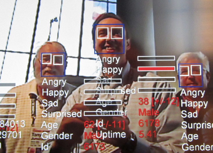 Face recognition with labels for emotions