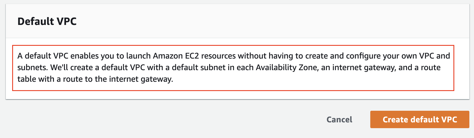 Info about a default VPC