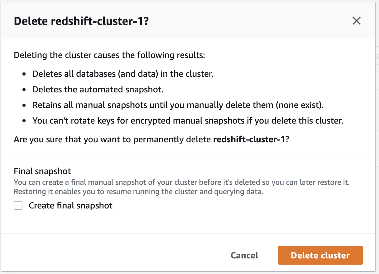 Prompt before deleting the cluster