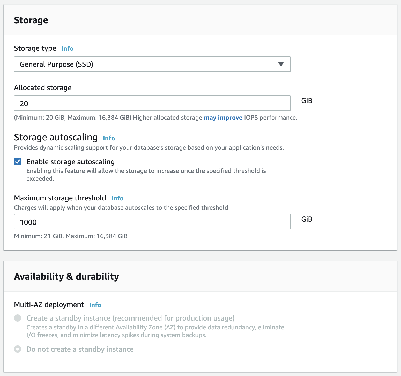 Storage and Availability & durability