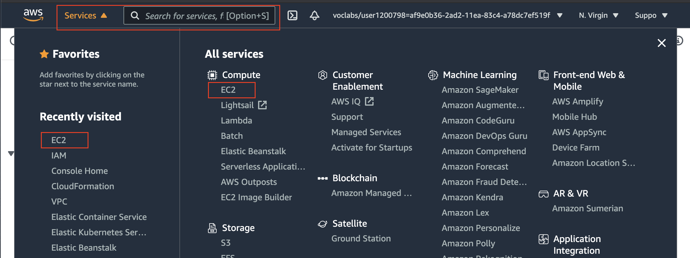 Navigate to any service