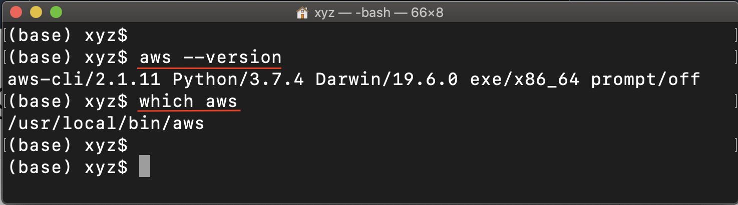 Mac/Linux/Windows: Verify the successful installation of AWS CLI 2