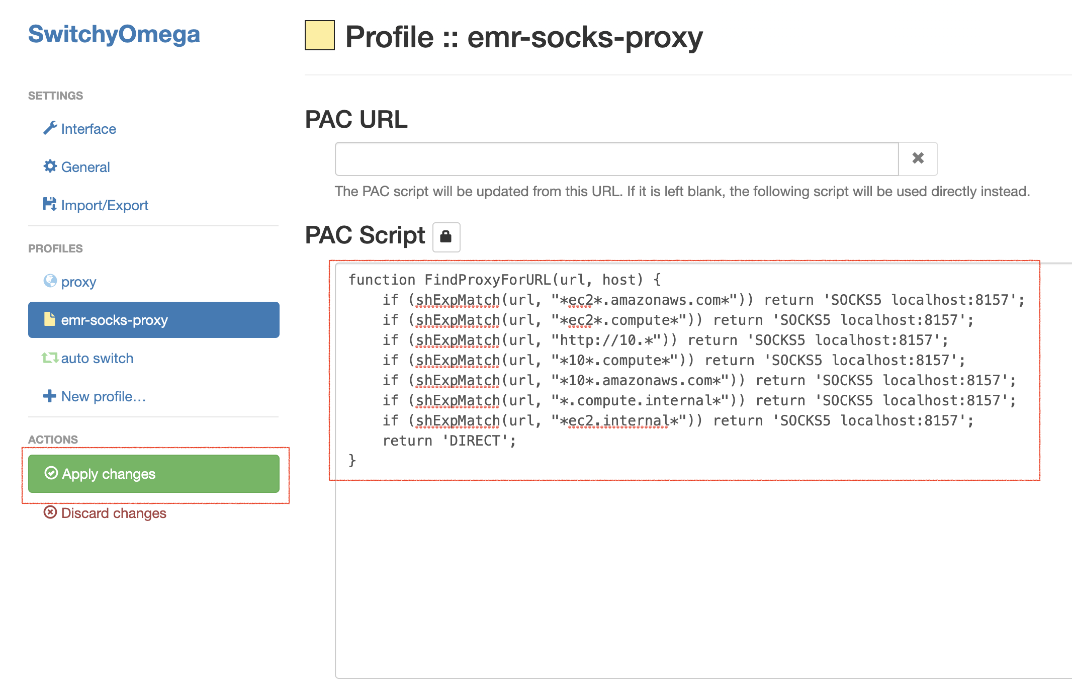 Apply changes to the new profile