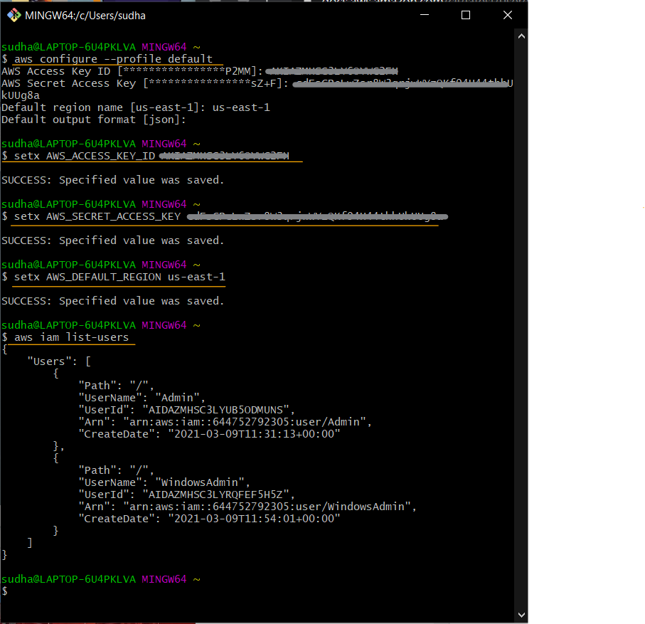 Windows: Successful configuration using the GitBash terminal