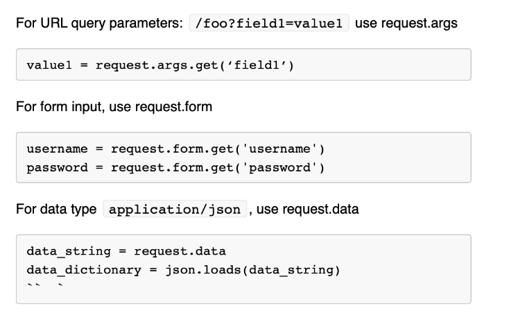 Three methods of getting user data in Flask