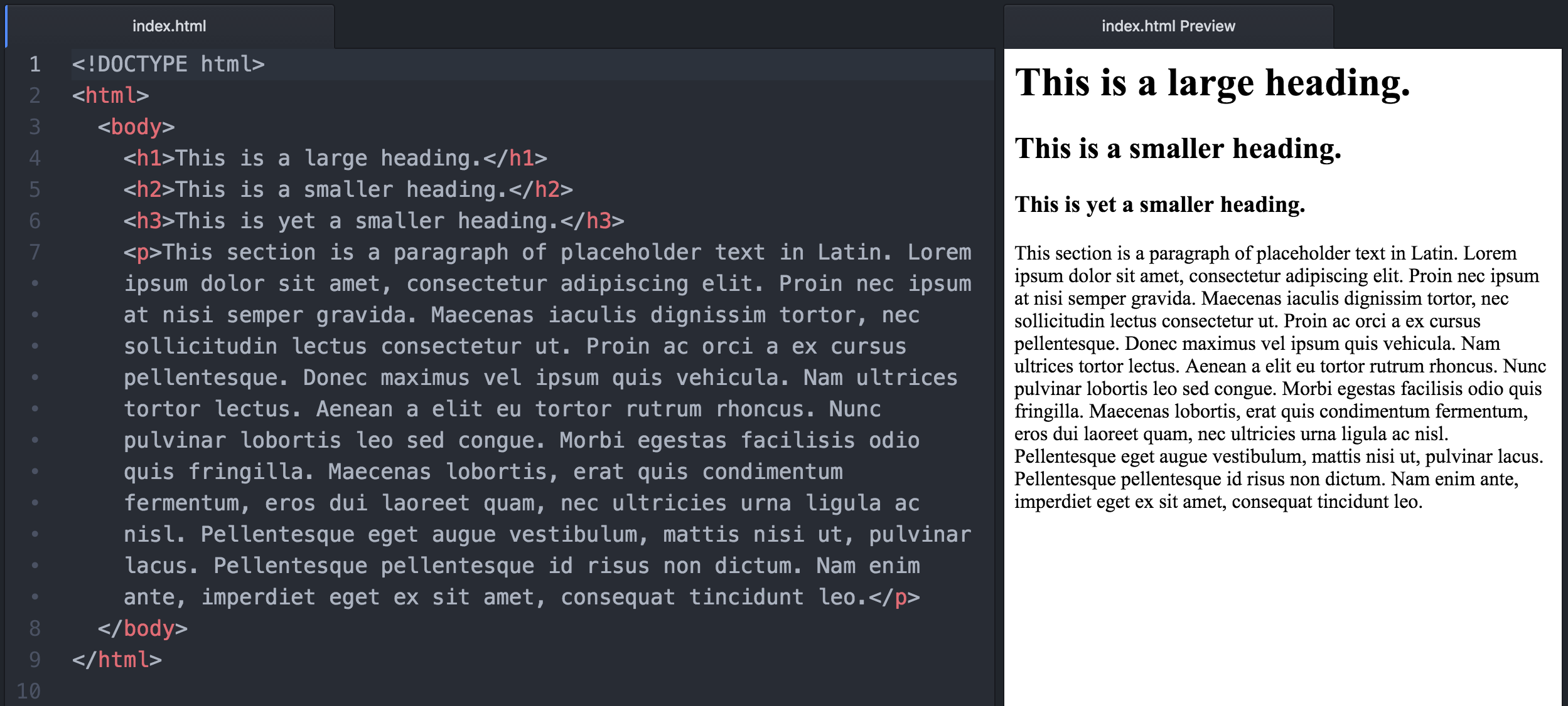 In Atom, you can edit HTML and preview the resulting web page in a split window.