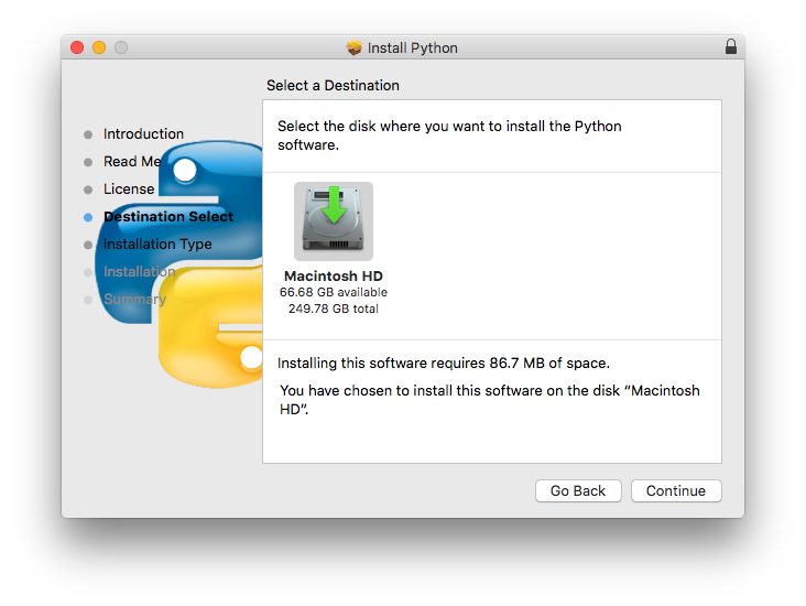 Destination selection.