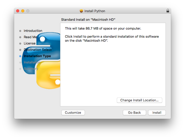 Installation section.