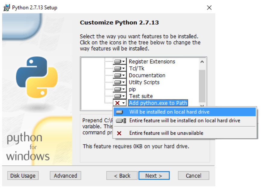 Selecting a feature by clicking on it — the icon will change from a red “X” (when unselected) to a grey drive icon (when selected).