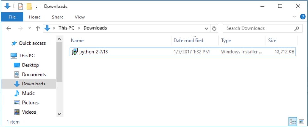 The Python installer in your Downloads folder.