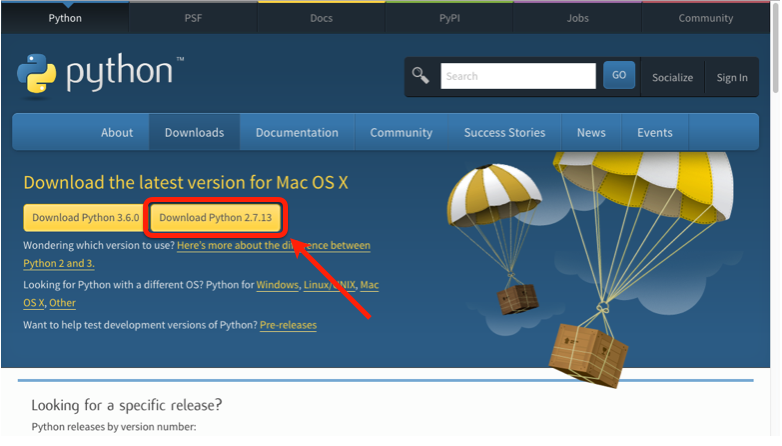 Select Python 2.7.13 for download.