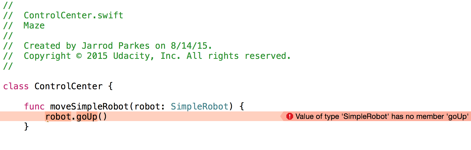 Does the Swift compiler understand what it means for the robot to "go up"?