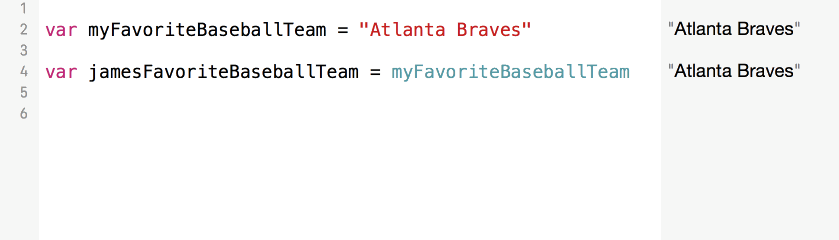 Changing jamesFavoriteBaseballTeam does not effect myFavoriteBaseballTeam.