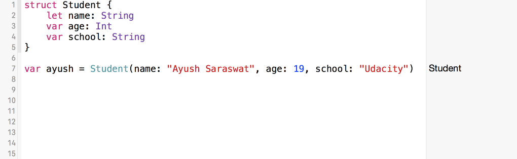 After typing the dot operator, Xcode suggests property names for us.