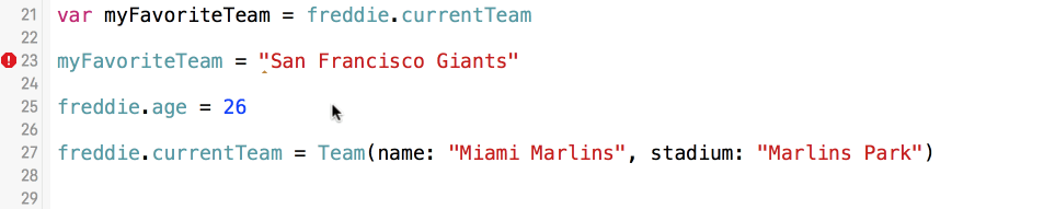 Instead of just specifying the string "San Francisco Giants", it can be encapsulated into a Team.