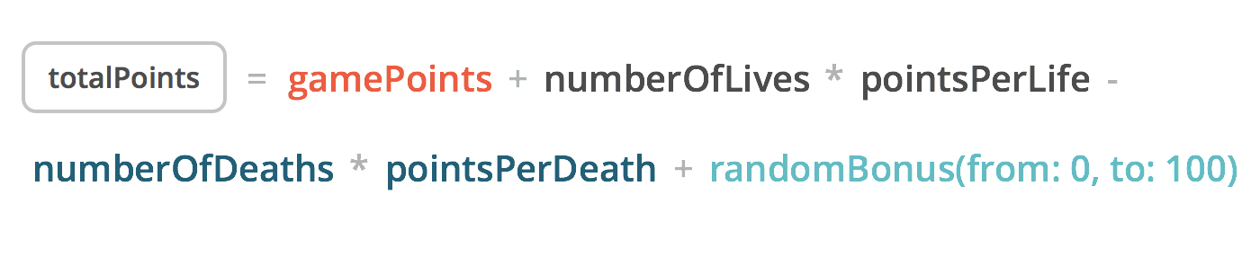 This calculation rewards lives, penalizes deaths, and adds a random bonus.