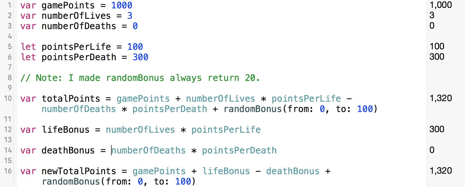 Splitting the calculation into multiple lines gives us better visibility of intermediate values.