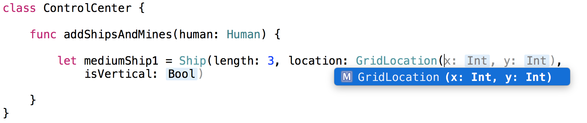 In the initializer, one can specify the properties of a ship.