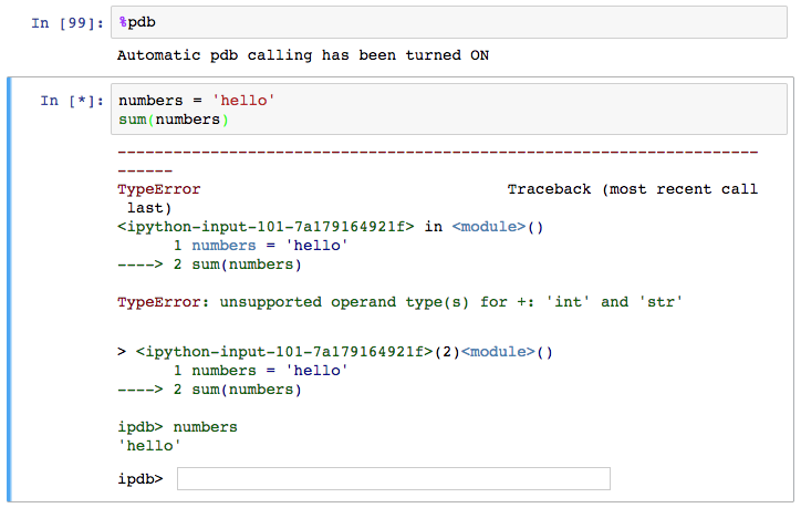 Debugging in a notebook