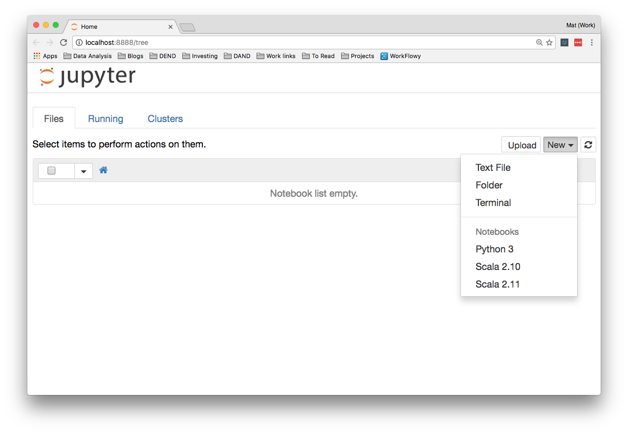 A snapshot of Jupyter Notebook Server