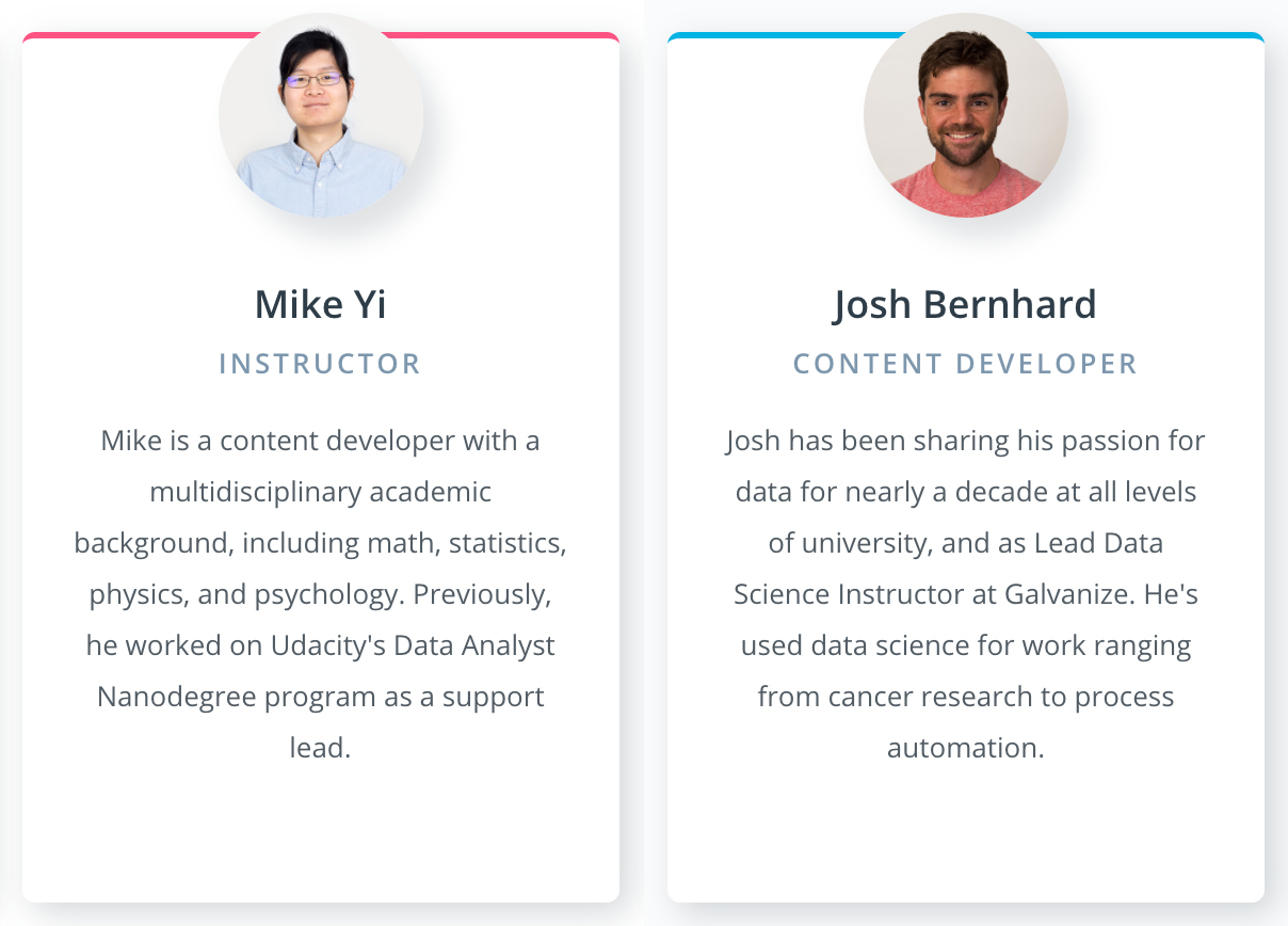 *Your instructors (note that the titles "Instructor" and "Content Developer" are interchangeable in this case)*