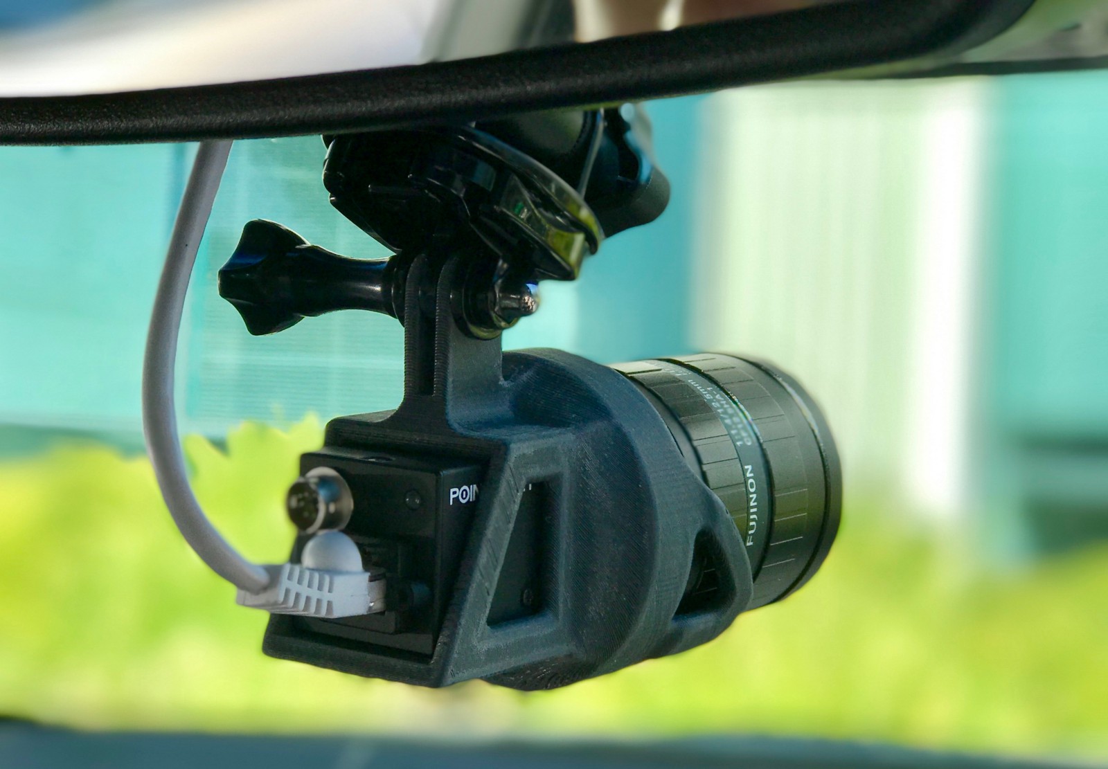 A camera mounted on the Udacity self-driving car.