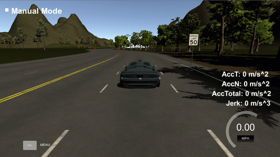 A simple test moving the car forward at constant velocity