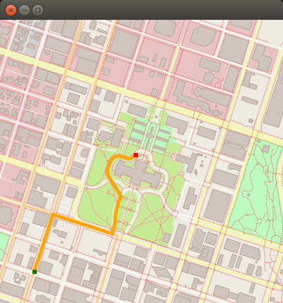Example OpenStreetMap with plotted path