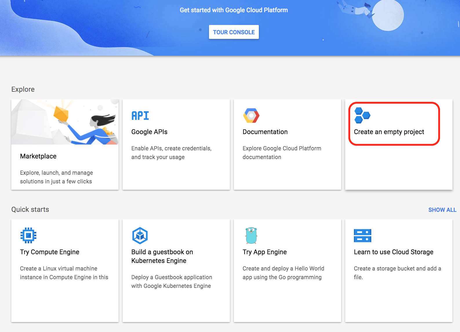 Create an empty project.