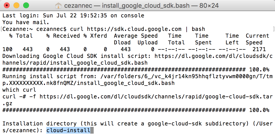 Initial installation commands.