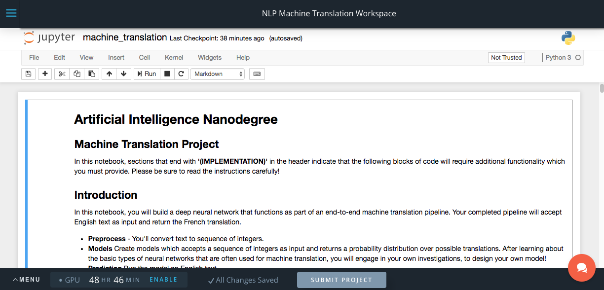项目 notebook 的视图
