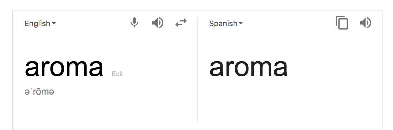 aroma, english to spanish