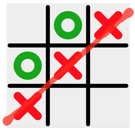 X wins by forming a diagonal line