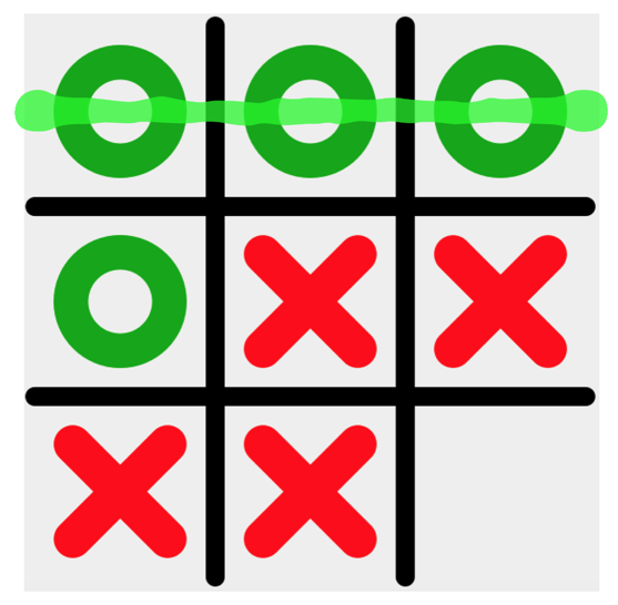 O wins by forming a horizontal line