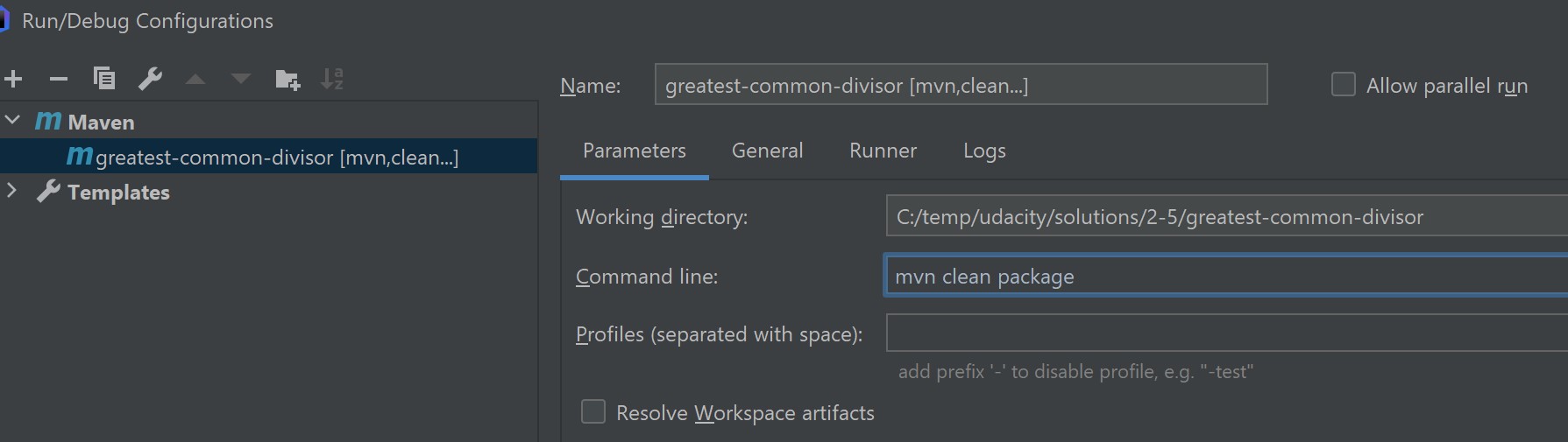 Make a Run Configuration that runs `mvn clean package`