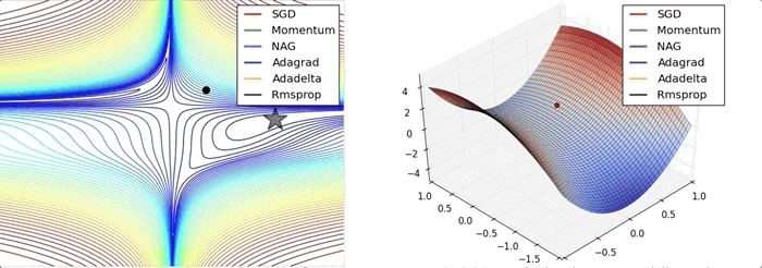 Behavior of different optimizers for stochastic gradient descent. ([Source](http://ruder.io/optimizing-gradient-descent/))