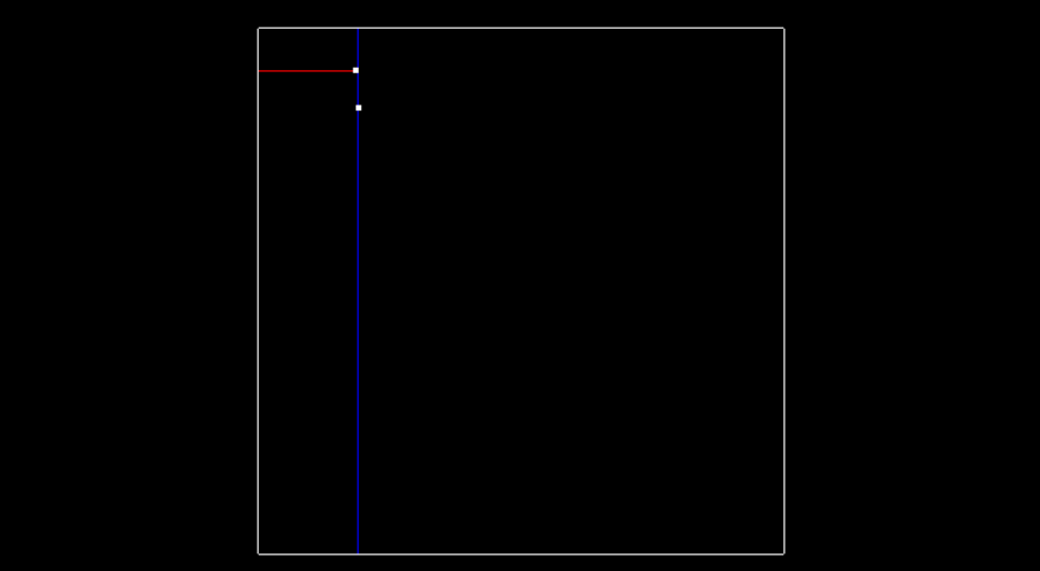 Inserting second point, splitting y region this time.