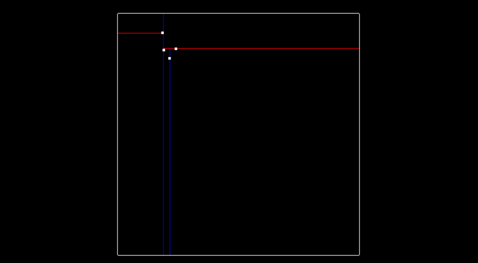 Inserting two more points, splitting x region again.