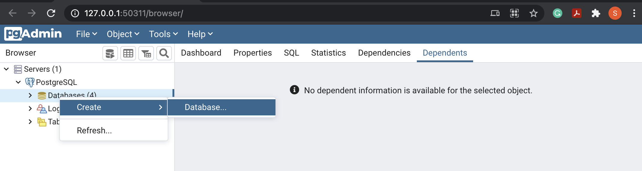 Create an empty database