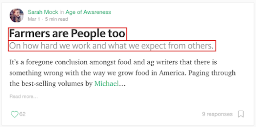 The main heading with `"Farmers are People too"`, with a sub heading underneath it.